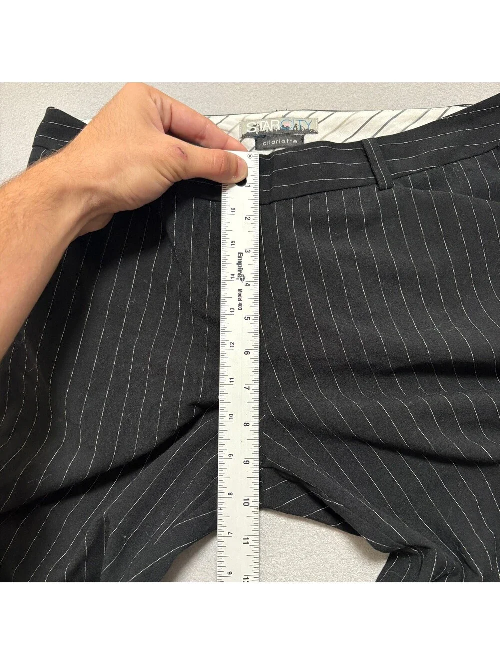 VTG Y2K Star City Pinstripe Flare Pants Women's 30x31 Black Office Siren Goth